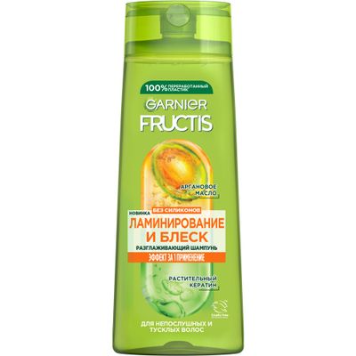 Шампунь для волос GARNIER Fructis 400мл Ламинирование и блеск