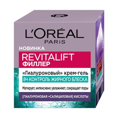 Крем-гель для лица L'OREAL Paris Крем-гель гиалуроновый для лица Revitalift Филлер Контроль жирного блеска