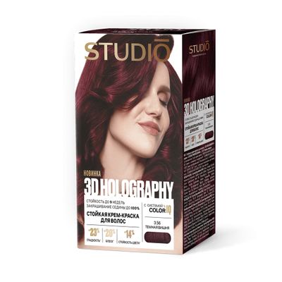 Стойкая крем-краска для волос STUDIO 3D HOLOGRAPHY 50/50/25/15мл 3.56 Тёмная вишня