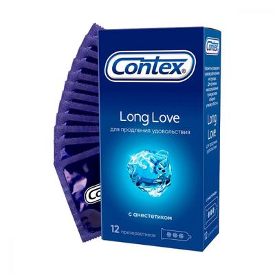 Презервативы Contex Long Love 12шт/уп из натурального латекса с анестетиком