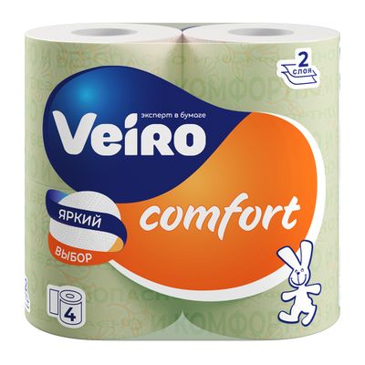 Туалетная бумага VEIRO Comfort 4шт 2сл с рисунком