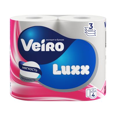 Туалетная бумага VEIRO Luxx 4шт 3сл Белая