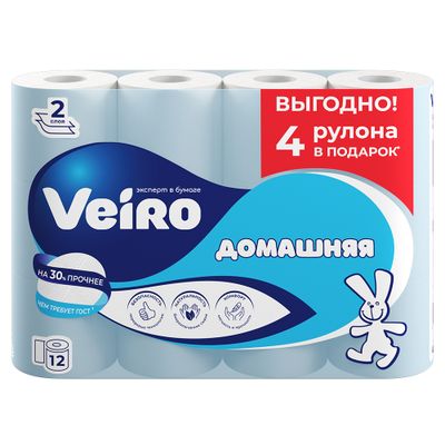 Бумага туалетная VEIRO 12шт 2сл Домашняя