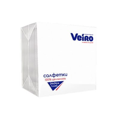 Бумажные салфетки VEIRO 100шт 1сл столовые сервировочные Белые