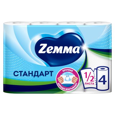 Бумажные полотенца ZEMMA 4шт 2сл Стандарт