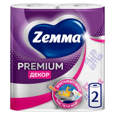 Бумажные полотенца ZEMMA 2шт 2сл Premium Декор