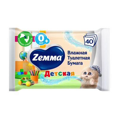 Туалетная бумага Влажная ZEMMA 40шт Детская