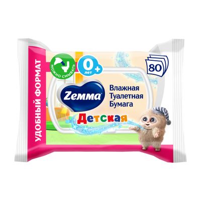 Туалетная бумага Влажная ZEMMA 80шт Детская