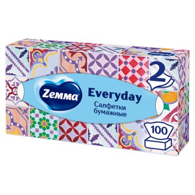 Бумажные салфетки ZEMMA 100шт 2сл Everyday *21