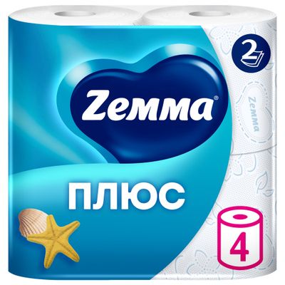 Туалетная бумага ZEMMA Плюс 4шт 2сл Океан