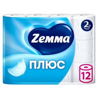 Туалетная бумага ZEMMA Плюс 12шт 2сл Белая