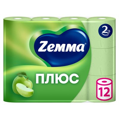 Туалетная бумага ZEMMA Плюс 12шт 2сл Яблоко