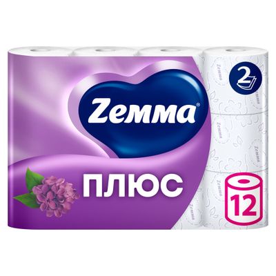 Туалетная бумага ZEMMA Плюс 12шт 2сл Сирень