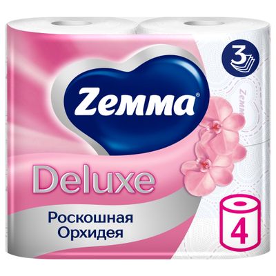 Туалетная бумага ZEMMA Deluxe 4шт 3сл Роскошная орхидея