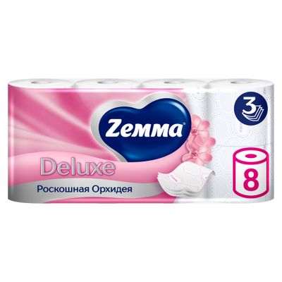 Туалетная бумага ZEMMA Deluxe 8шт 3сл Роскошная орхидея