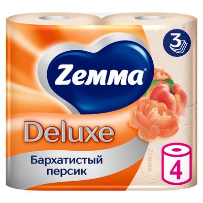 Туалетная бумага ZEMMA Deluxe 4шт 3сл Бархатистый персик