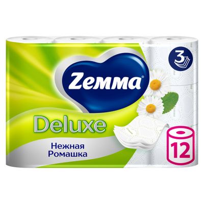 Туалетная бумага ZEMMA Deluxe 12шт 3сл Нежная Ромашка