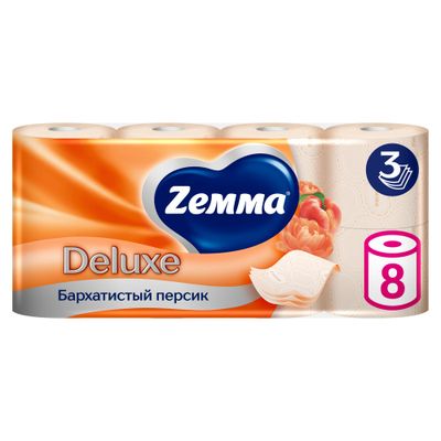 Туалетная бумага ZEMMA Deluxe 8шт 3сл Бархатистый персик