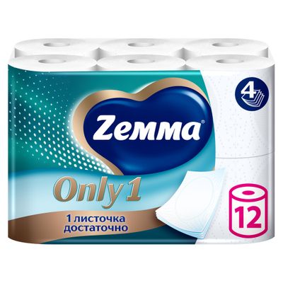 Туалетная бумага ZEMMA Only1 12шт 4сл