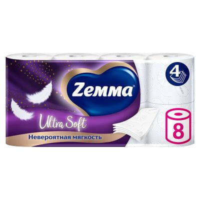 Туалетная бумага ZEMMA 8шт 4сл Ultra Soft
