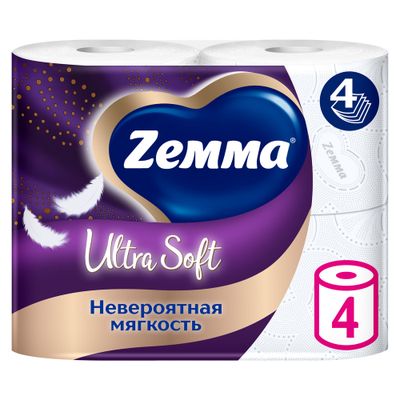 Туалетная бумага ZEMMA 4шт 4сл Ultra Soft