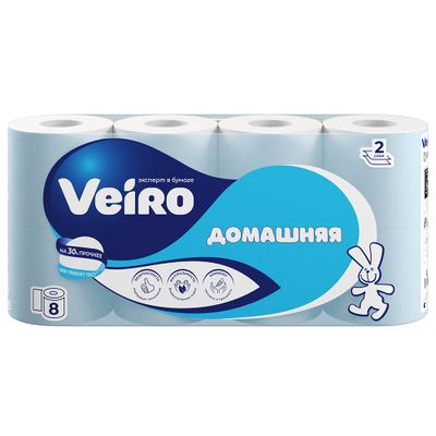 Туалетная бумага Veiro Домашняя 8 шт 2 слоя
