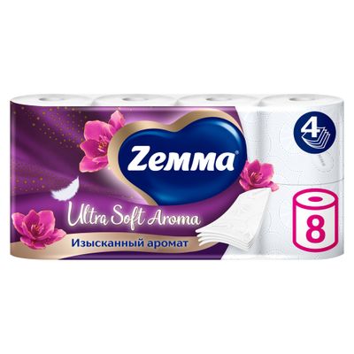 Туалетная бумага ZEMMA 8шт 4сл Ultra Soft Aroma