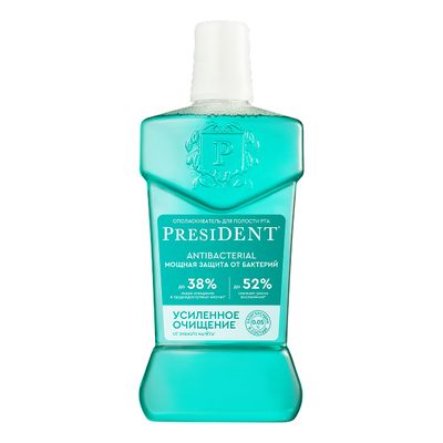 Ополаскиватель для полости рта PRESIDENT 400мл Antibacterial Мощная Защита
