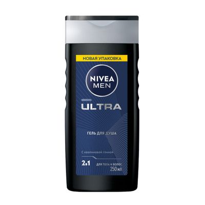 Гель для душа NIVEA MEN 250мл ULTRA 2в1 для тела и волос*6