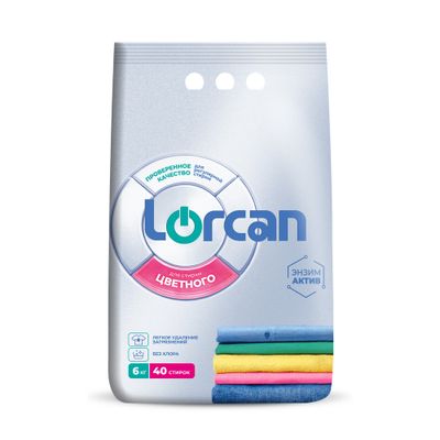 Средство моющее синтетическое Lorсan 6кг порошок для стирки цветных тканей