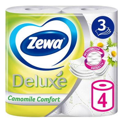 Туалетная бумага ZEWA Delux 4шт 3сл Ромашка