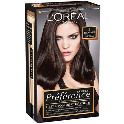 Краска для волос L'OREAL Preference 270мл 3 Бразилия темно-каштановый