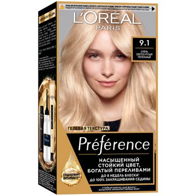 Краска для волос L'OREAL Preference 270мл 9.1 Викинг очень светло-русый пепельный
