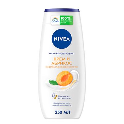 Гель для душа NIVEA 250мл Гель-уход Крем абрикос (Hydra IQ)