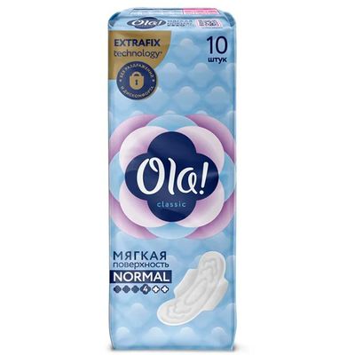 Женские гигиенические прокладки OLA! Classic 10шт Wings Normal мягкая поверхность с крылышками*40