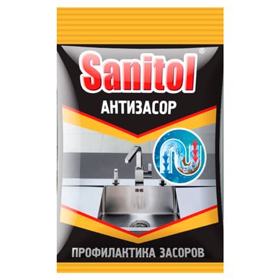 Средство для прочистки труб SANITOL 90гр Антизасор для чистки труб