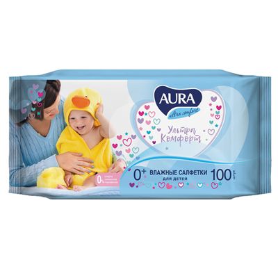 Влажные салфетки для детей AURA ULTRA COMFORT 100шт