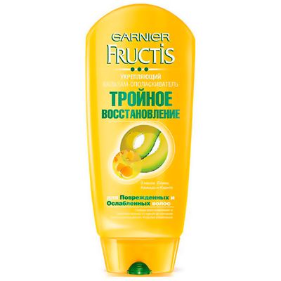 Бальзам-ополаскиватель для волос GARNIER Fructis 200мл Тройное восстановление укрепляющий для поврежденных и ослабленных волос