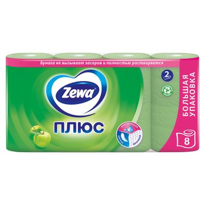 Туалетная бумага ZEWA Плюс 8шт 2сл с ароматом яблока