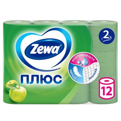 Туалетная бумага ZEWA Плюс 12шт 2сл с ароматом яблока