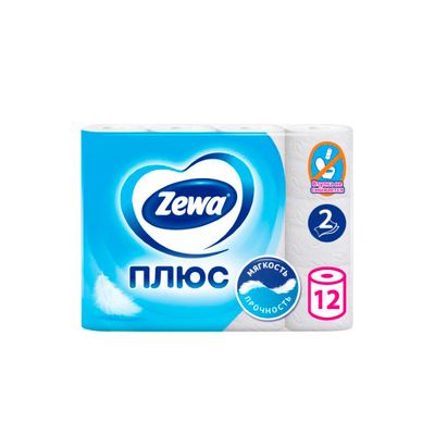 Туалетная бумага ZEWA Плюс 12шт 2сл Белая