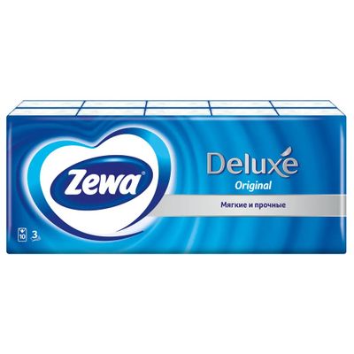 Бумажные платочки ZEWA Delux 10шт 3сл (выписка кратно 10шт!!!)