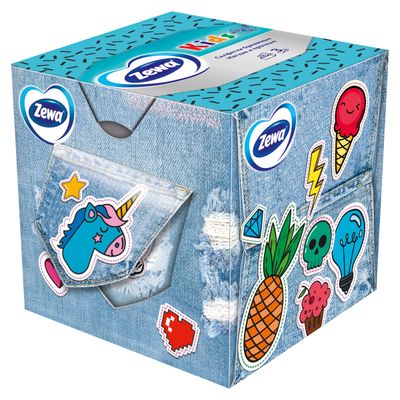 Салфетки косметические ZEWA Kids 60шт Зоопарк для лица в кубе