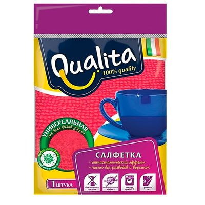 Салфетки хозяйственные QUALITA 1шт из микрофибры универсальная NEW
