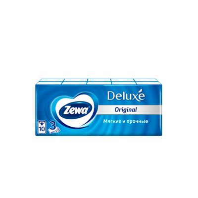 Бумажные платочки ZEWA Delux 10шт 3сл (спайка 10шт)