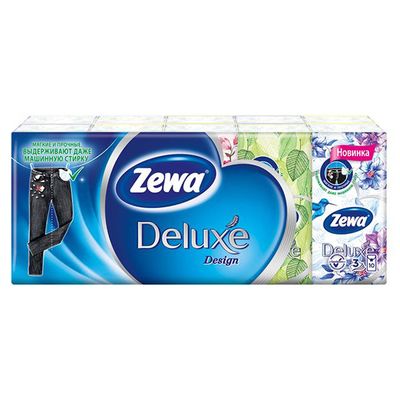 Бумажные платочки ZEWA Delux 10шт 3сл Family/СТАЙЛ (выписка кратно 10 шт!!!)