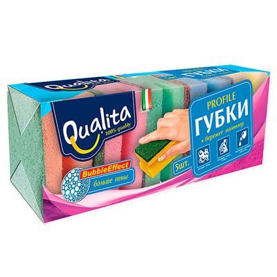 Губки кухонные QUALITA 5шт для мытья посуды Profile