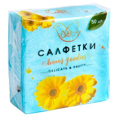 Бумажные салфетки LOTTI ПП 50 1сл 24*24 голубые однотонные