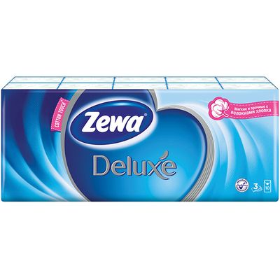 Бумажные платочки ZEWA Delux 10шт 3сл Зимняя коллекция (спайка 10шт)