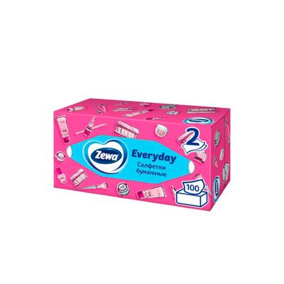 Салфетки косметические ZEWA Everyday 100шт для лица в коробке